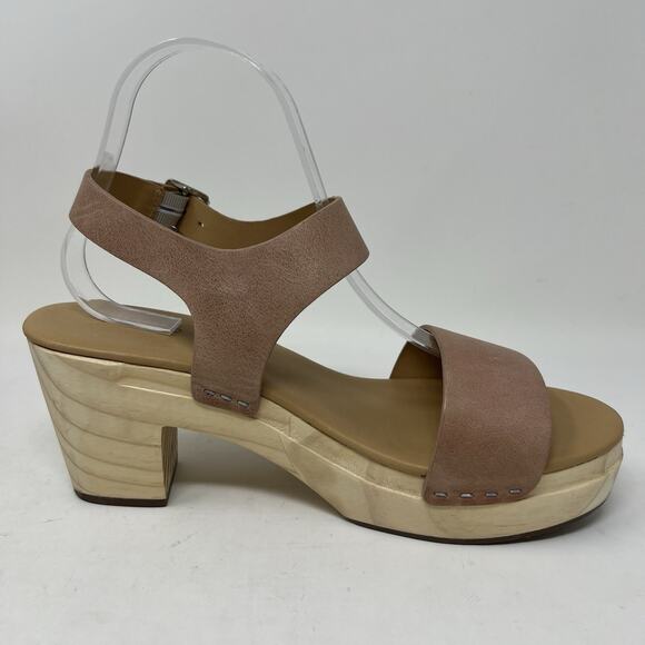 Nisolo All Day Open‎ Toe Clog Sandals Almond Brown Leather Platform Shoes Size 9 - Picture 8 of 14